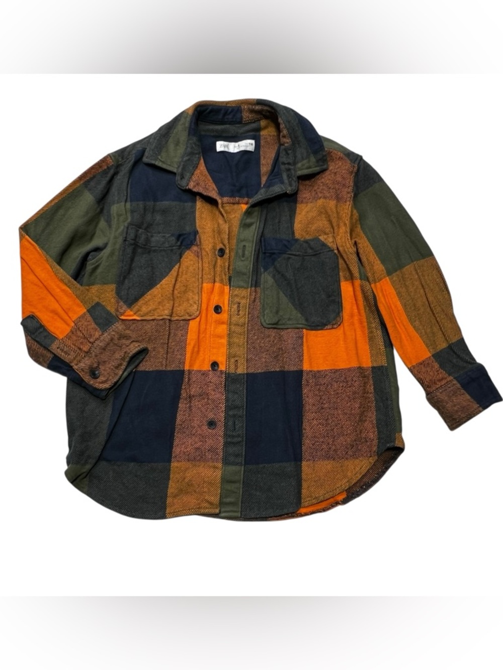 Zara Boys Multi-Color Plaid‎ Button-Down Shirt (Orange, Navy, Olive, Brown)
